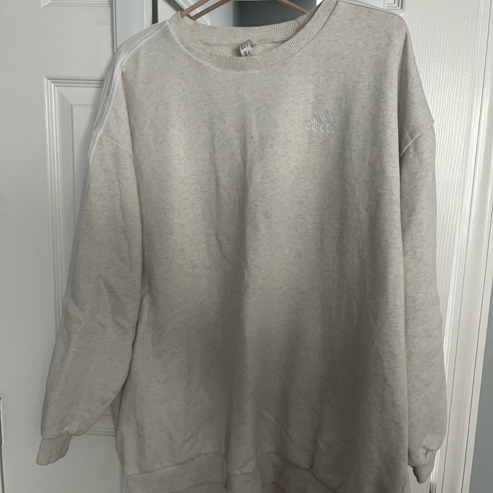 Women’s Adidas Light Gray / Oatmeal Crewneck Sweatshirt - size XL